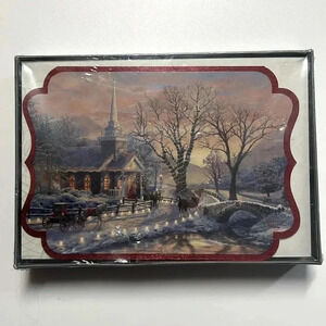 New Hallmark Thomas Kinkade painter of light Christmas cards plus envelopes